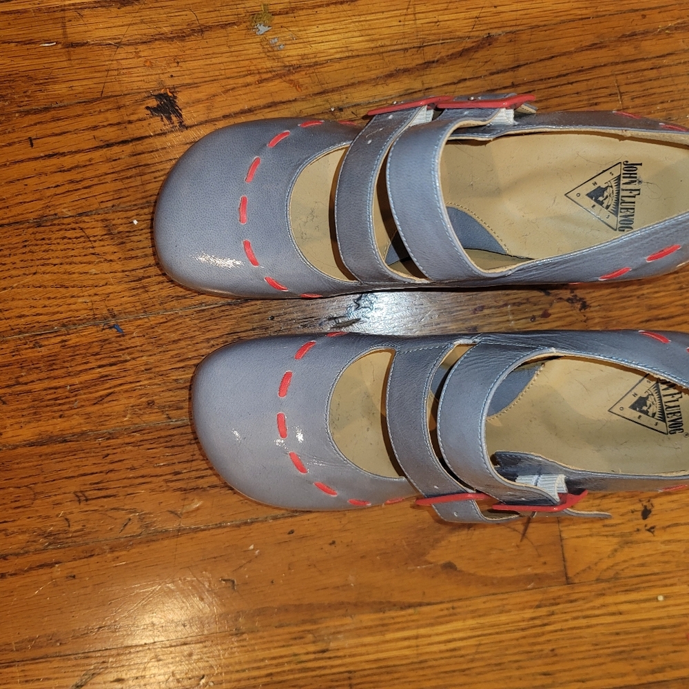 John Fluevog, Light Blue Patent.  Size 8.5